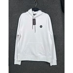 Michael Kors Hoodie Mens Large White Fleece Logo Kangaroo Pocket KF452EU46F NEW